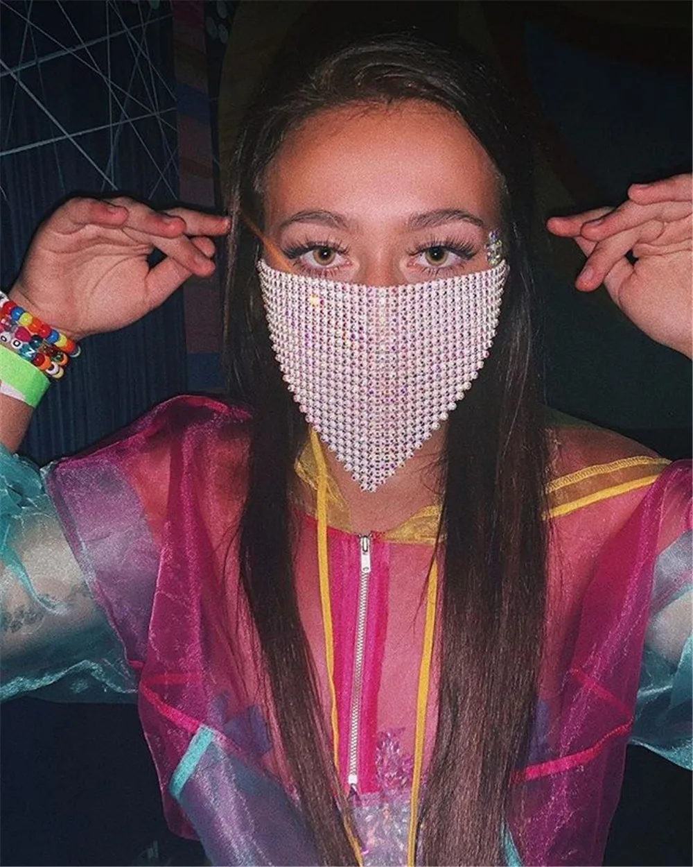 MANILAI-أقنعة حجر الراين المتلألئة للنساء ، مجوهرات مسائية مثيرة ، غطاء للوجه ، مجوهرات للجسم ، قناع للوجه ، قناع فتاة