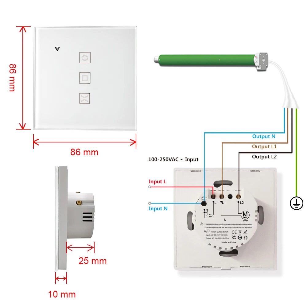 Interruptor de cortina inteligente WiFi para persiana enrollable motorizada eléctrica, aplicación de Control remoto, horario, Google Home, Alexa,