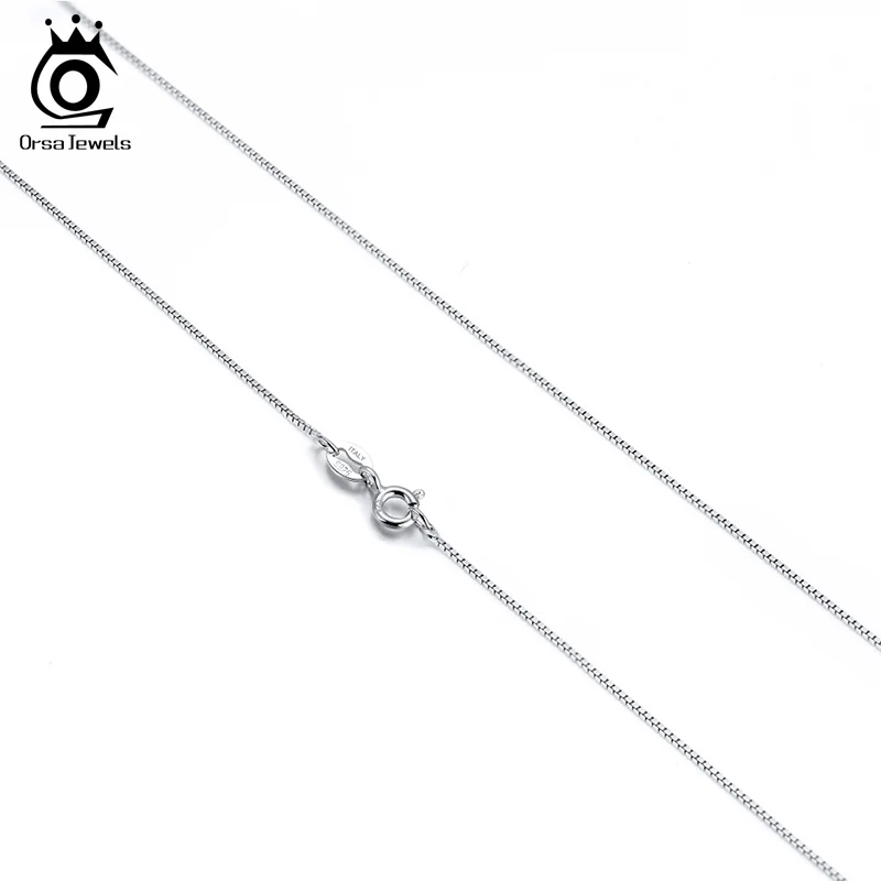 ORSA JEWELS Exquisite Slim 1mm Box Chain Necklace 925 Silver Necklace 40cm 45cm 50cm 55m 60cm Jewelry Gift Wholesale OSC32