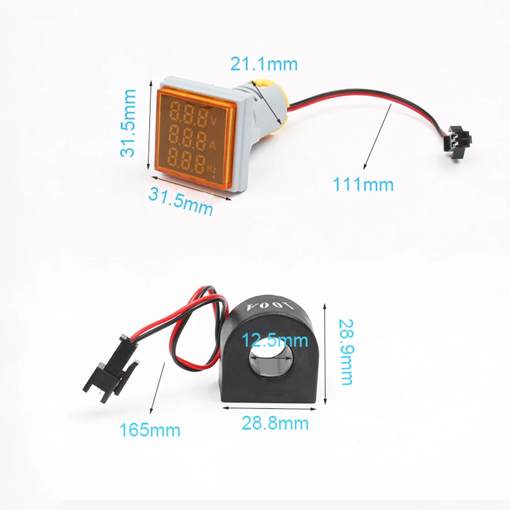 デジタル3-in-1電圧インジケーター,22mm,ac電流計,電圧計,hz,led電流計,信号計,ac 60-500v,カラフルな周波数