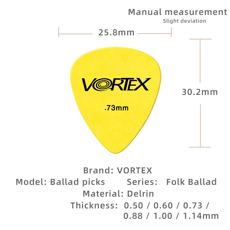 VORTEX   Guitar picks Delrin series acoustic guitar picks are non-slip。A variety of thicknesses can be selected。1 piece or 6