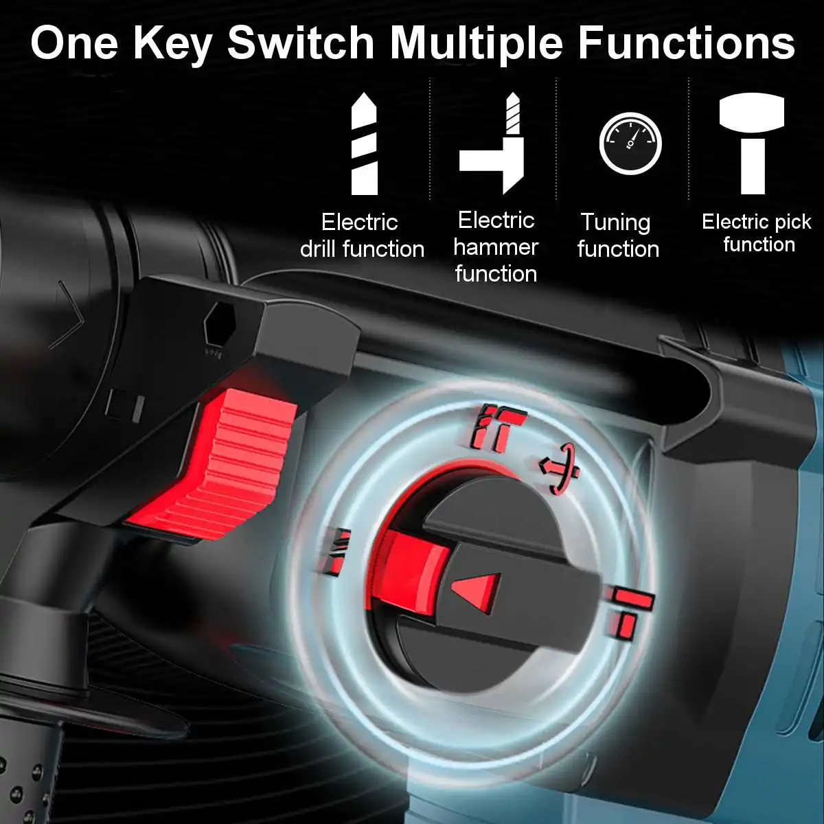 10000bpm Rechargeable Brushless Cordless Rotary Hammer Drill Impact Function Electric Hammer Impact Drill for 18V Makita Battery