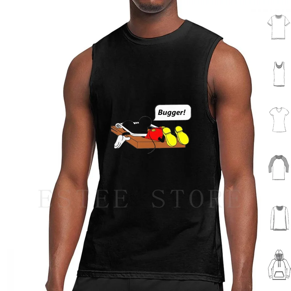 ¡Qué es todos los palabras! Camisetas sin mangas Chaleco sin mangas Micky Mouse Dibujos animados Triste Humor negro Humor Demise Mouse Trap Margaret