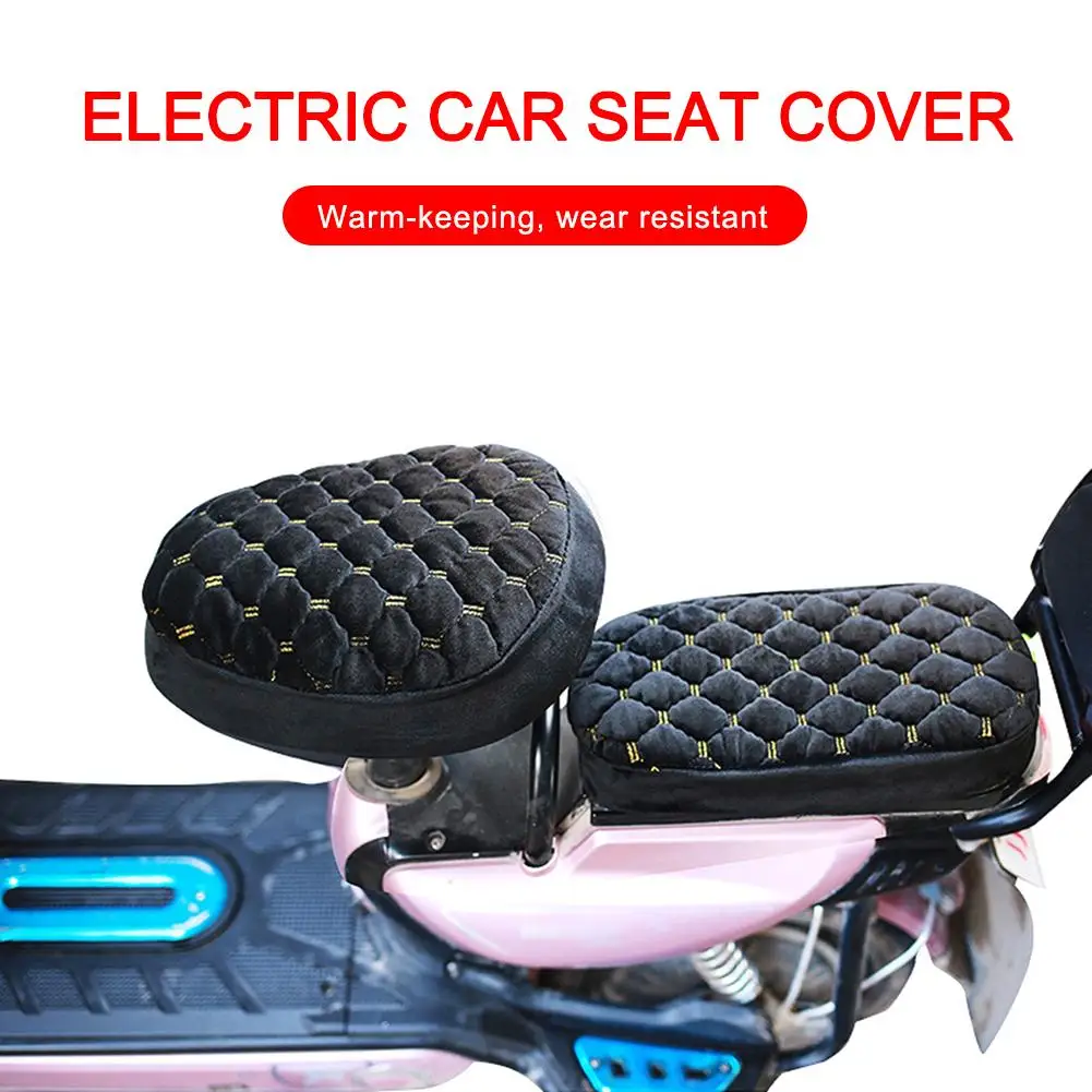 

Motorcycle Seat Cover Plush Warm-keeping Soft Seat Protector For Electric Scooter Black