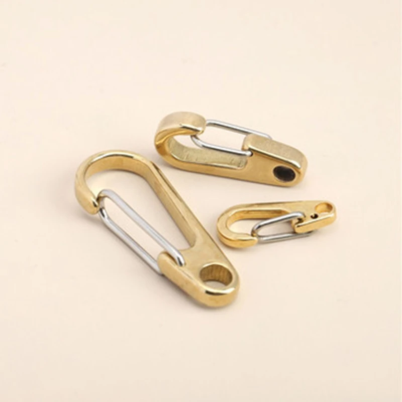 D Ring Shape Pure Brass Carabiners Clips Keychain Hook Spring Snap Loop Indoor Outdoor Tools for Backpack Camping Hiking