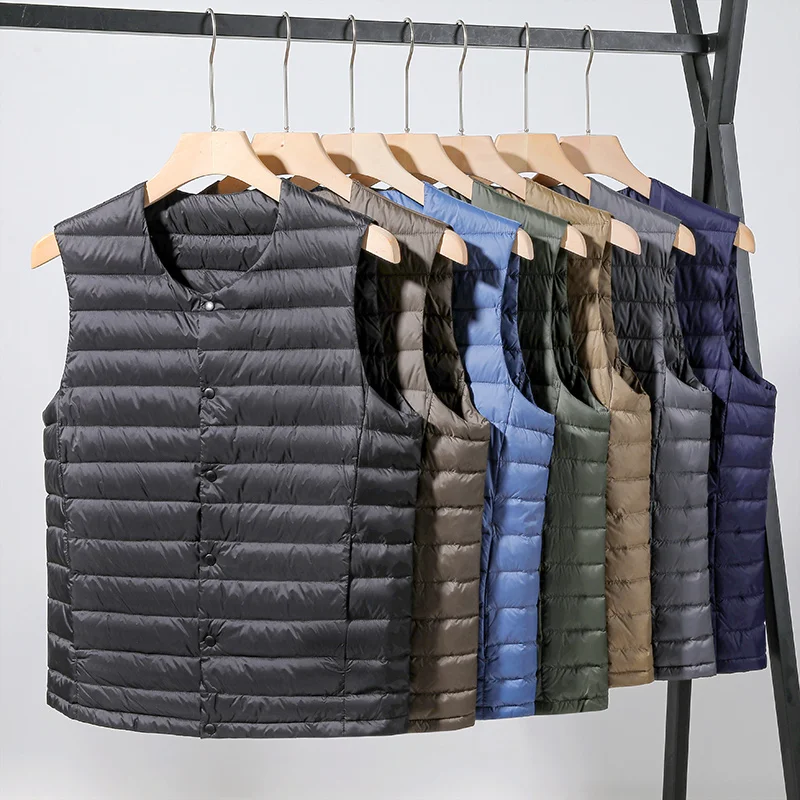 Chaleco ultraligero para hombre, chaquetas sin mangas a la moda, abrigo de plumón de pato blanco para Otoño e Invierno 2022, novedad de primavera 90%