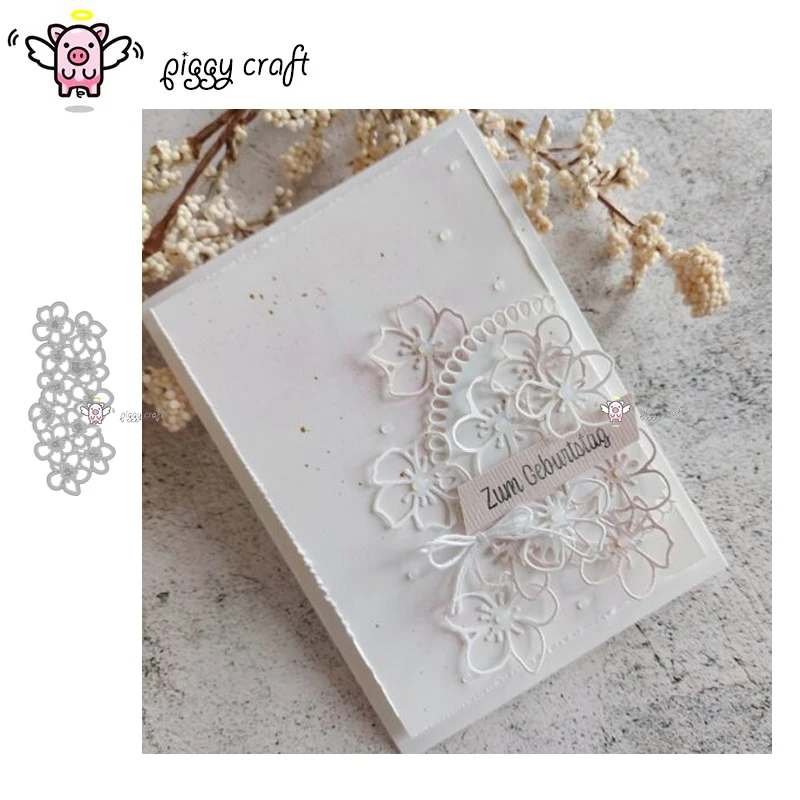 Piggy Craft metal cutting dies cut die mold Flower strip frame Scrapbook paper craft knife mould blade punch stencils dies