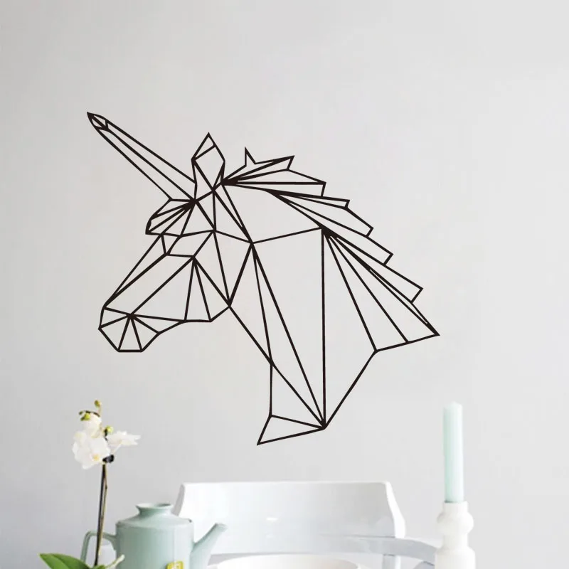 

Geometric Unicorn Wall Sticker Removable Horse Head Vinyl Decals Home Decor For Kids Rooms Decoration