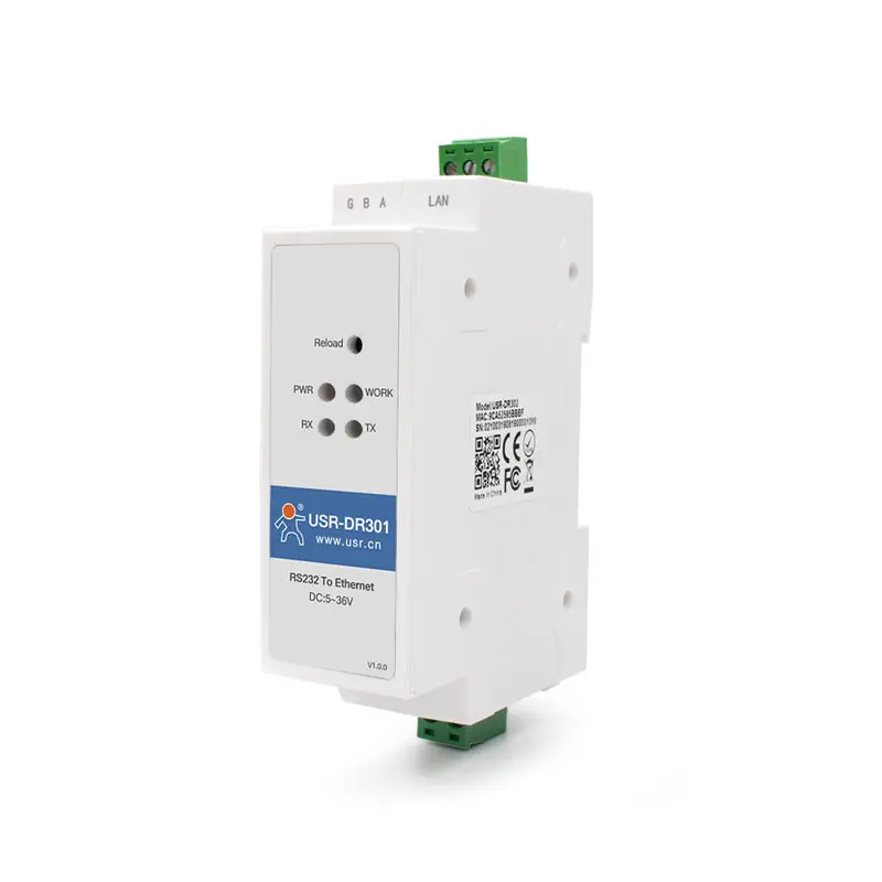 Porta serial rs232 din-rail modbus embutida, conversor ethernet, transmissão transparente bidirecional entre rs232 e rj45