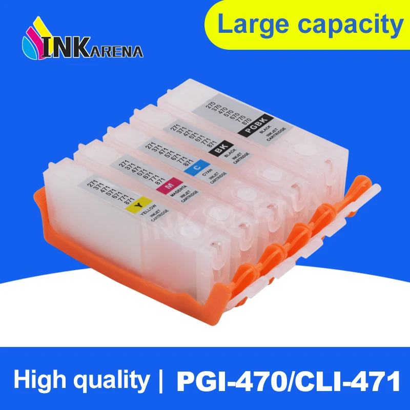 INKARENA PGI 470 CLI 471 XL Refillable Ink Cartridge For Canon PIXMA MG5740 MG6840 MG7740 TS5040 TS6040 TS8040 TS9040 Printers