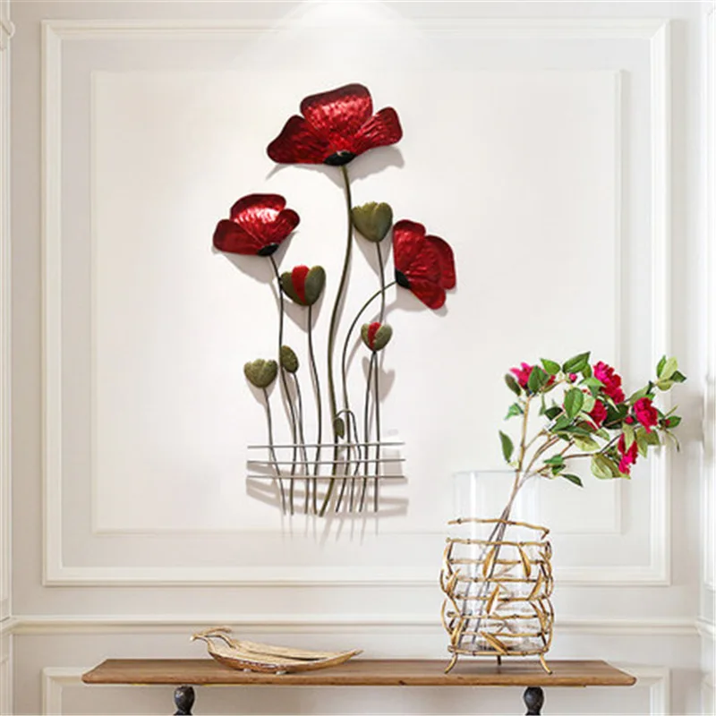 

Creative Hanging Wall Mural Solid Iron Flower Pendant Wall Modern Living Room 3D Sticker Wall Decoration Aisle Porch Ornaments