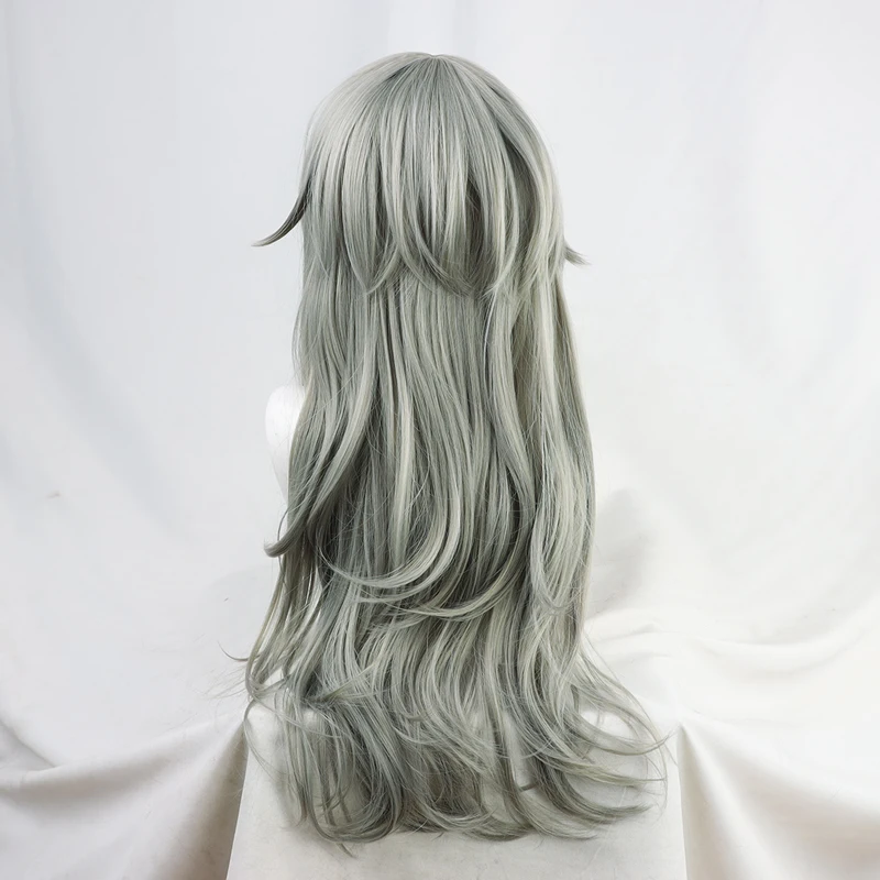 Kusanagi Nene Cosplay Wig Grey Green Girls Long Straight Wavy Synthetic Hair Role Play Free Wig Cap