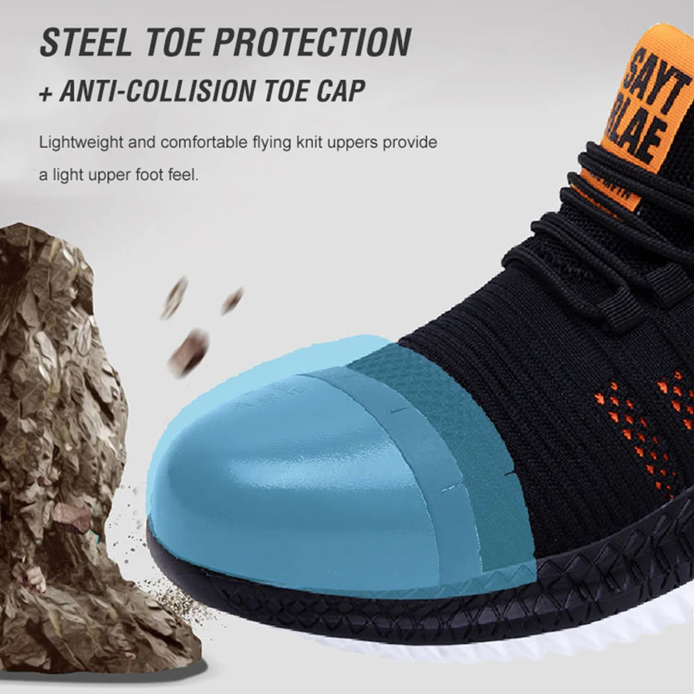 Work Safety Shoes Summer Breathable Men Air Cushion Work Protective Shoes Sneakers Anti-Puncture Work Shoes Male Steel Toe Shoes