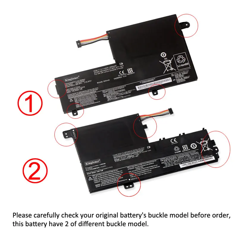 KingSener L14M3P21 L15L3PB0 Laptop Battery For Lenovo Flex 3 1470 1570 Flex 4 1470 Yoga 500 500-15 ISK Edge 2-1580 L14L3P21