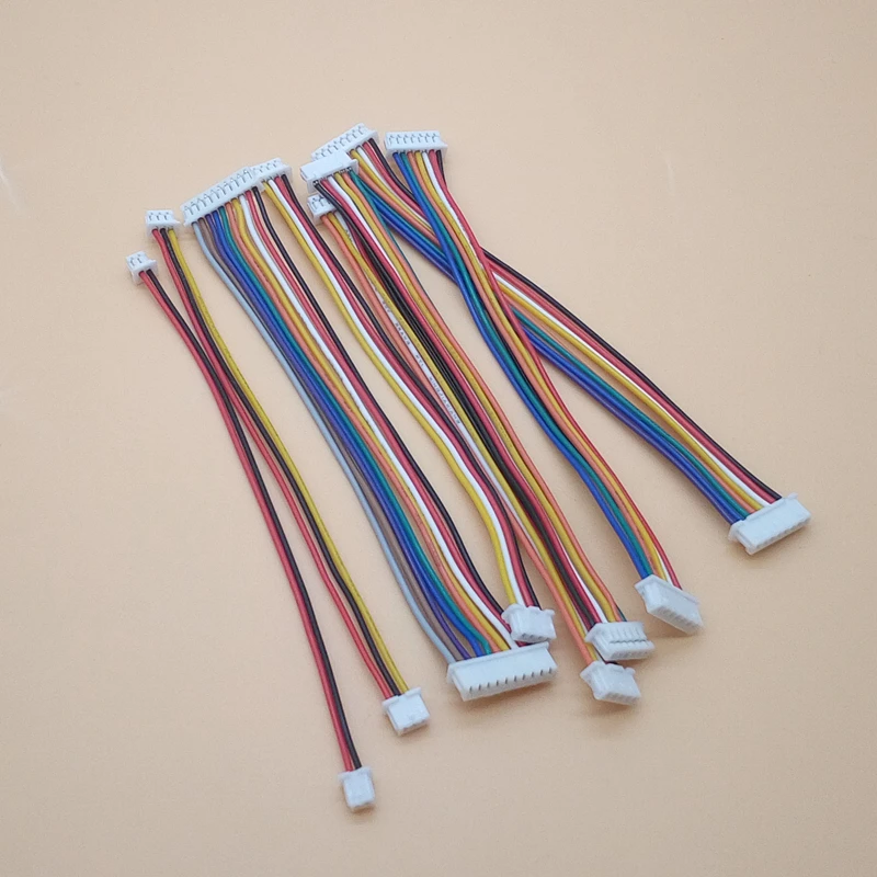 10 sztuk JST 1.25MM 2 P/3 P/4 P/5 P/6 P/ 7 P/8 Pin ten sam/do tyłu kierunku podwójne złącze z drutu 100MM wstążka kabel 28AWG JST1.25