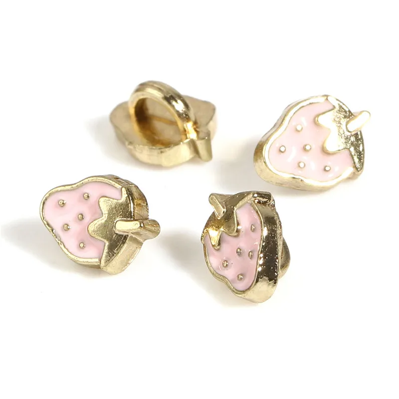 30Pcs Metal Enamel Strawberry Buttons For DIY Doll Clothes Buckles Sewing Accessories Mini Shank Button Scrapbooking Craft Decor