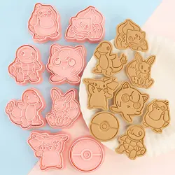 Nieuwe 6 stks/set Pokemon Figuren Cookie Cutters Cartoon DIY Bakkerij Schimmel Biscuit Druk Stempel Embosser Suiker Pasteuze Cakevorm Speelgoed