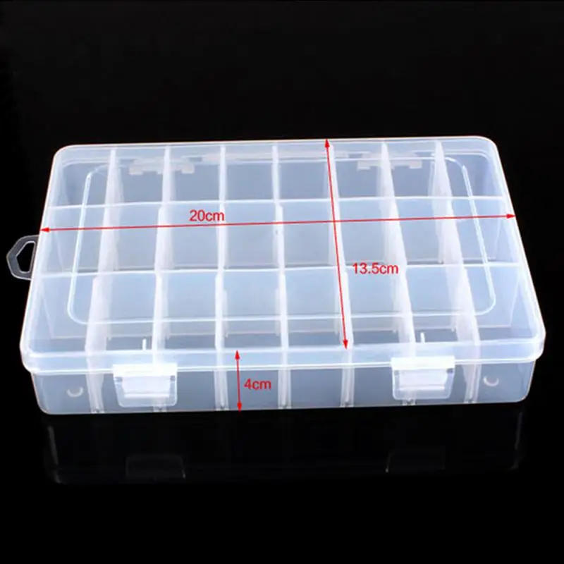 Life Essential 24 Grid Compartment Storage Box Practical Adjustable Plastic Case for Bead Rings Jewelry Display Organizer