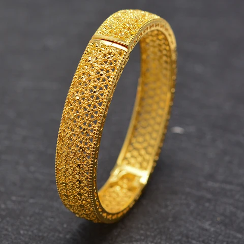 Wando Dubai Kuwait Luxury Gold Color Jewelry Bangles For  Girl friend Ethiopian African Women Dubai Bracelet Party wedding Gifts