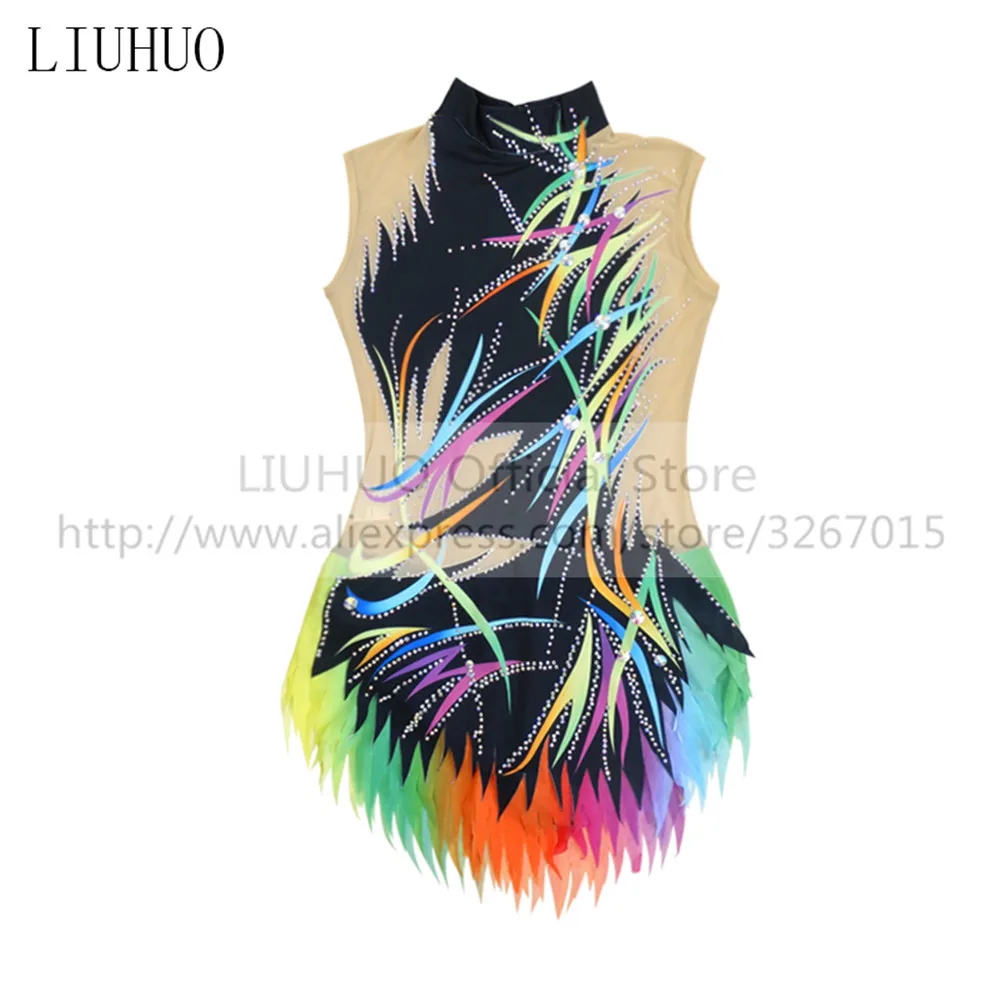 

LIUHUO Figure Skating Dress Women's Girls' Ice Performance Rhythmic Gymnastics Competition Multicolor Leotard Dance Costume Kids