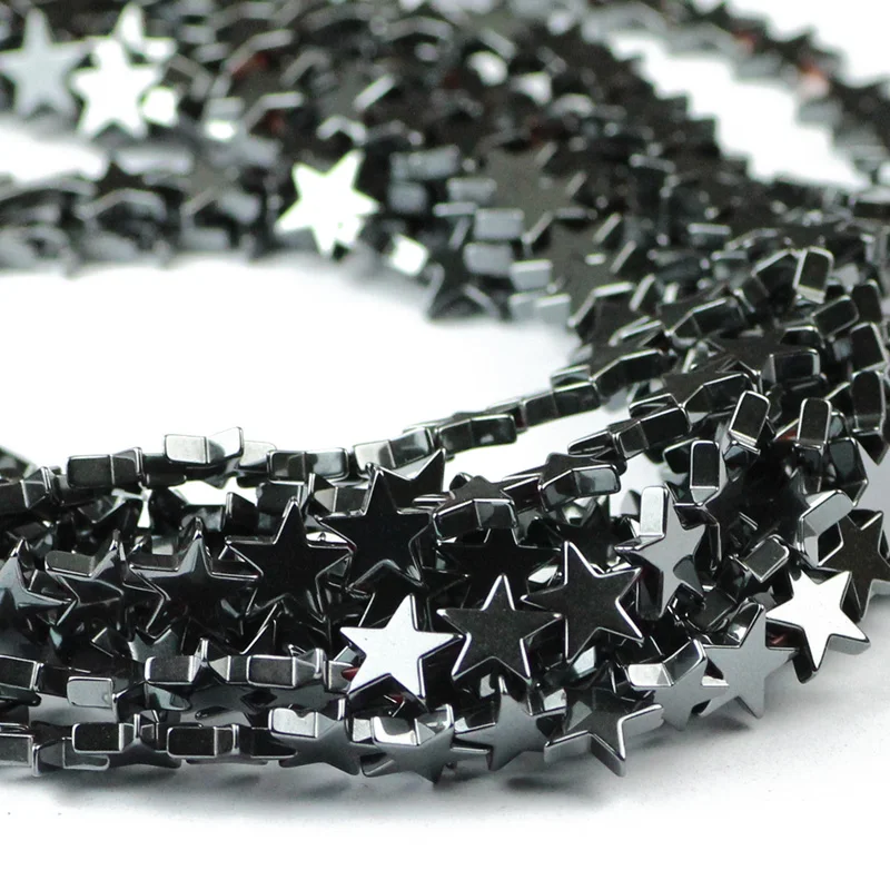 6/8/10MM Pentagram Five-Pointed Star Black Hematite Natural Stone Charms Loose Beads For Jewelry Bracelet Making DIY Accessories