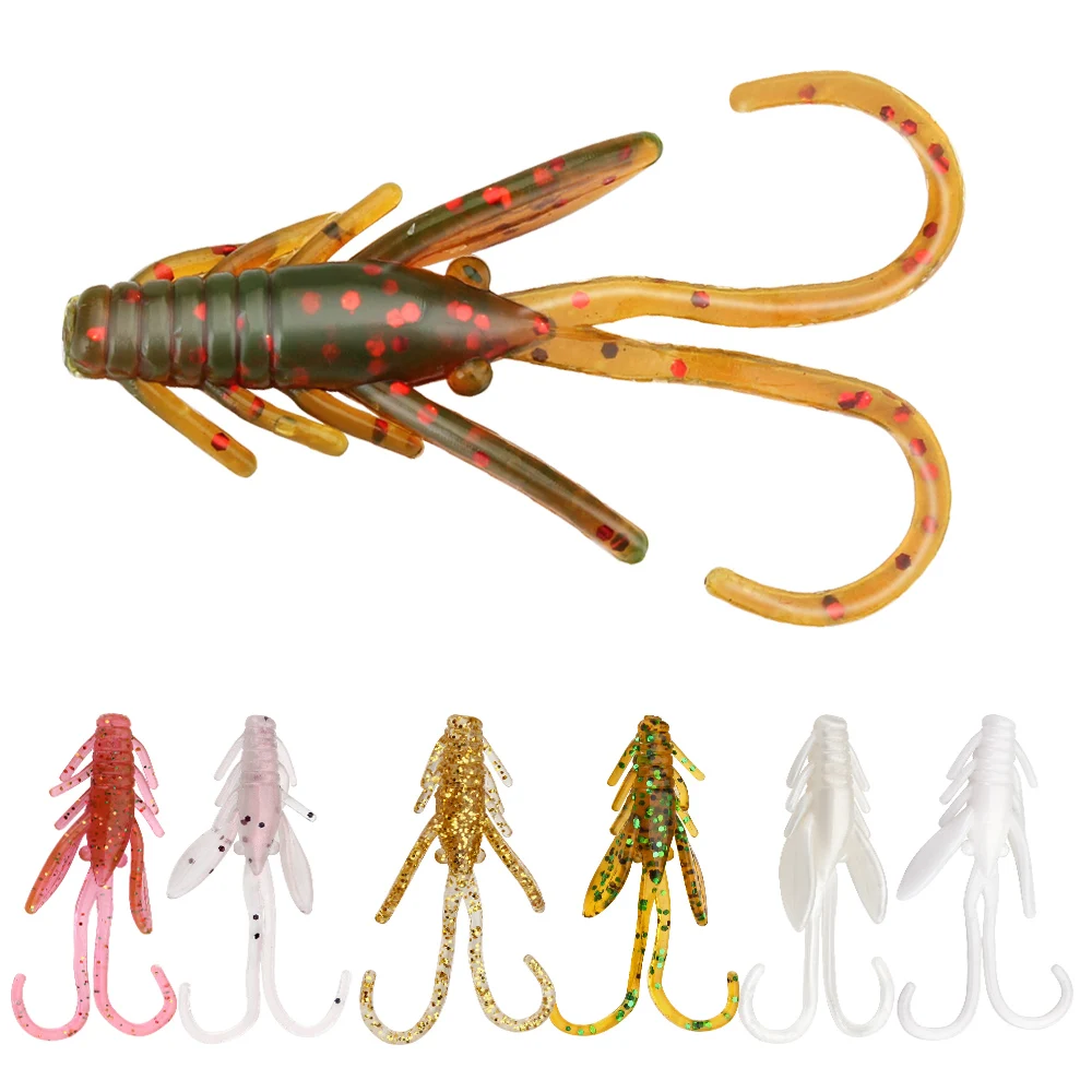 Soft silicone iscas de pesca, 4cm, 0.9g worm iscas, 1g jig cabeça, acessórios para carpa e poleiro, 20 unidades/pacote