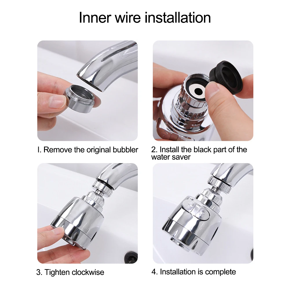 Water Saving Faucet Stainless Steel Splashproof Faucets Bubble Rotatable Aerator Water Tap Nozzle Filter For Kitchen Accessories