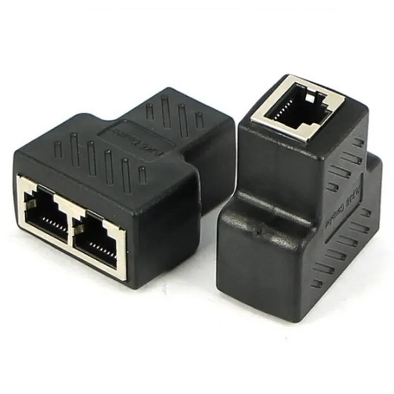 HIGH QUALITY 1 To 2 Ways LAN Ethernet Network Cable RJ45 Female Splitter Connector Adapter For Laptop Docking Stations