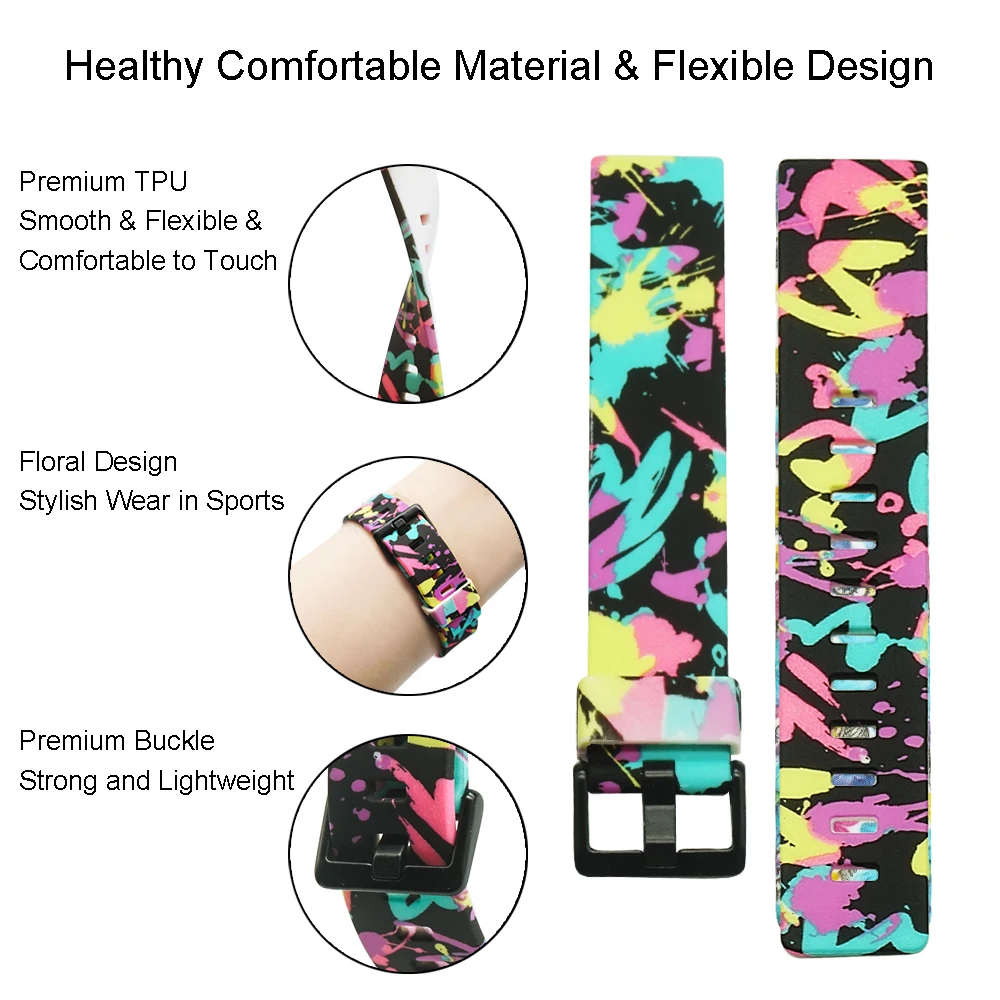 Fascia Da Polso in silicone Per Fitbit Inspire HR/Inspire Astuto Della Vigilanza Stampato Patterned Sostituzione del Cinturino Della Cinghia Per Fitbit Inspire