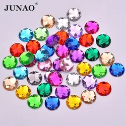 JUNAO 8 10 12 14 16 mm Mix Color Acrylic Crystal Rhinestones Applique Sewing Clothes Round Shape Flatback Strass For Needlework