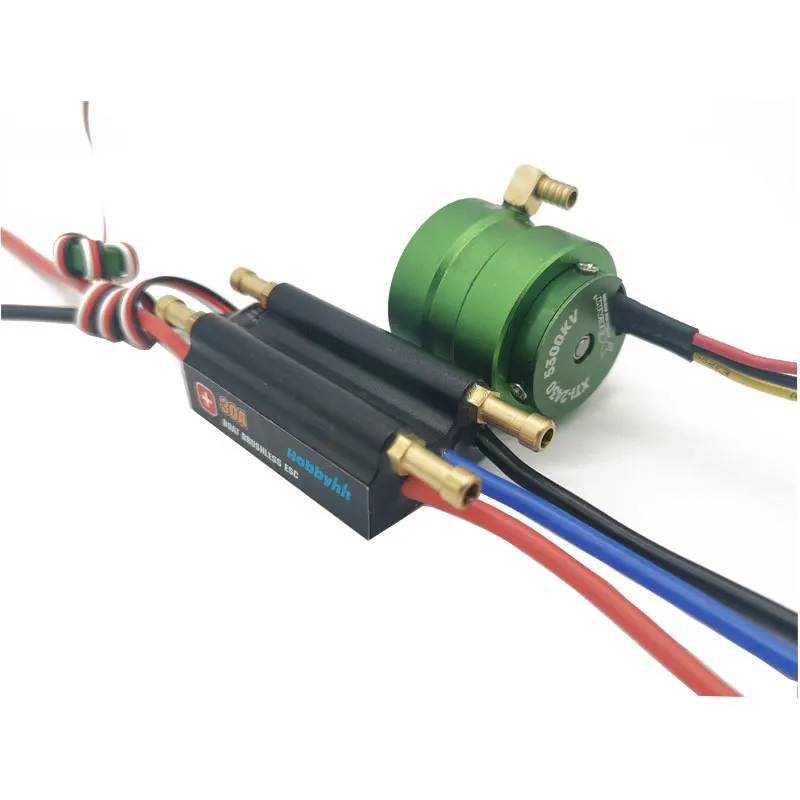 Hobbyhh 30A two-way boat ESC  2430 5300kv water jacket brushless motor are suitable for 40cm boat recommended battery 2S Li-po