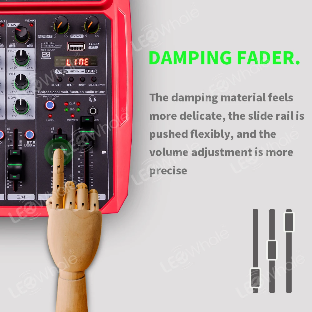 Mesa de som Digital 6 canais profissional portátil Interfaz de DJ audio  With 16DSP Effects fone Bluetooth Monitor 48v de phantom power