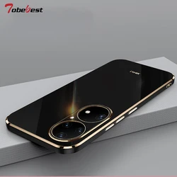High Quality Plating Silicone Phone Case for Huawei P50 Pro Coque Straight edge Ultra-thin Soft Back Cover