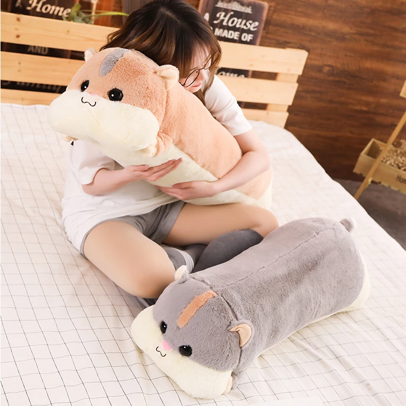 50-100cm Cartoon Hamster Plush Toy Anime Soft Hamster Long Bolster Cute Stuffed Animals Pillow Kids Birthday Gifts Home Decor