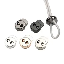 4 PCS 2 Holes Round Press Snap Lock Cord Stopper Rope Ends Lid Drawstring Toggles Clip For Clothes Apparel Shoelace Accessories