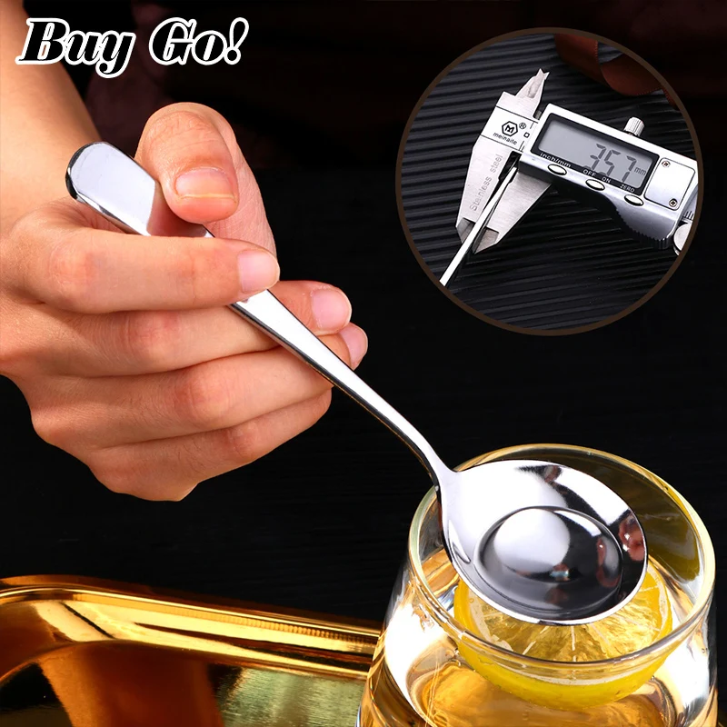 1PC Round Shape Stainless Steel Ice Cream Party Dessert Spoon Teaspoon Gold Tea Coffee Fashion Cold Drink Kids Spoon Tableware