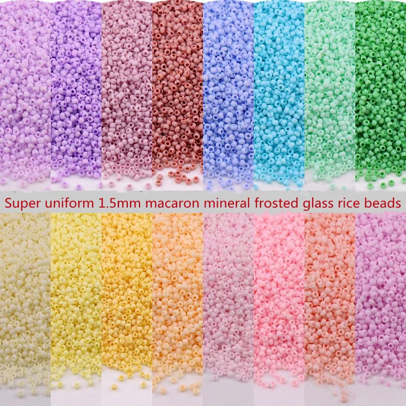 1680pcs Super Uniform 1.5mm Macaron Mineral Frosted Glass Rice Beads Handmade DIY Clothing Bead Embroidery Accessories