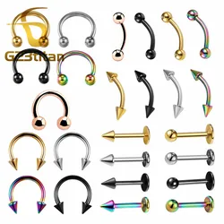 16G Hypoallergenic Titanium Piercing Rings Horseshoe Circular Curved Barbell Bananabell Labret Stud Captive Beads Body Jewelry