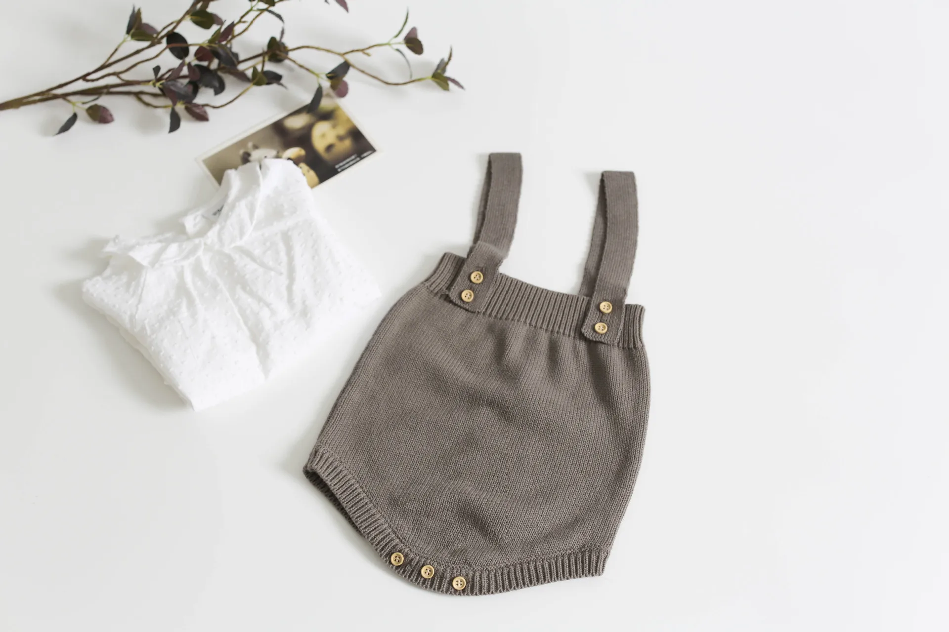 Newborn Baby Girl Boy Bodysuit Knitted Autumn Winter One-Pieces Solid Jumpsuit Sleeveless Overalls Spring Baby Sunsuit Clothing