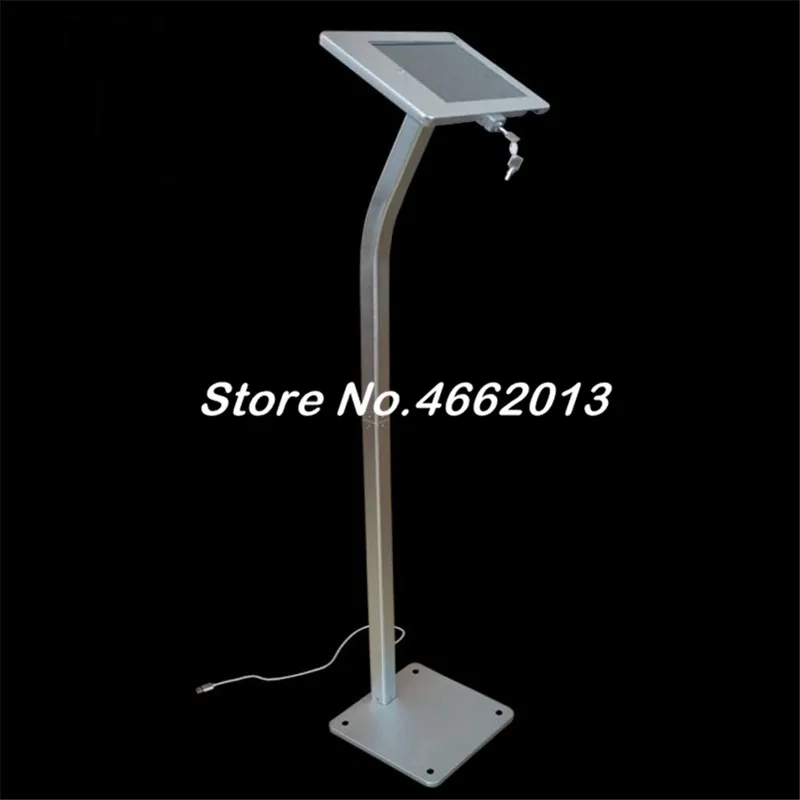 For iPad 2/3/4/air/pro 9.7 inch tablet charging for ipad display rack, aluminum free floor kiosk with power continous support