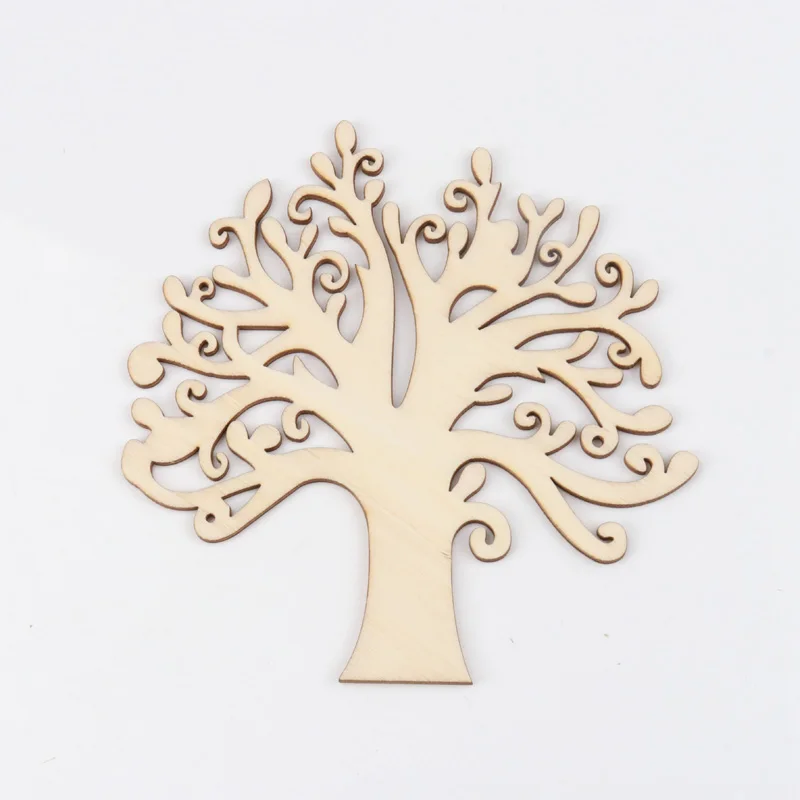 Natural Wooden Life Tree Carved Painting Craft Scrapbooking For Handmade Sewing Home Decoration DIY 12x14cm 1pcs