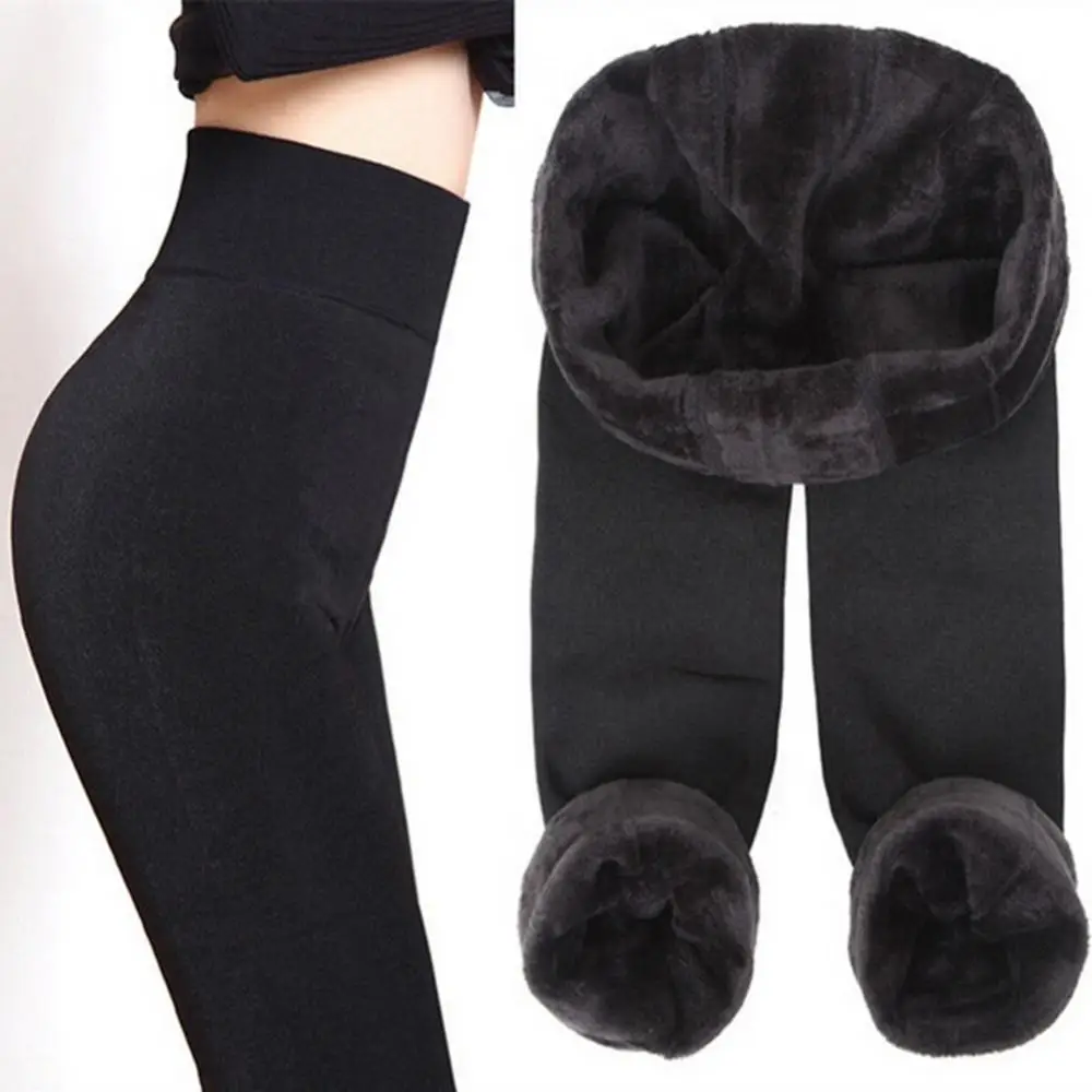 Thicken Leggings Solid Color Women's Stretch Warm Skinny Pants Footless Tights Cashmere Plus Fleece Long Trousers