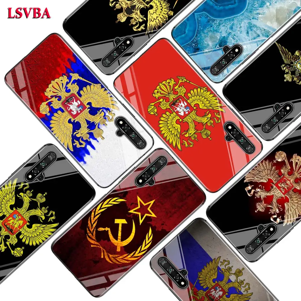 Black Cover Russia Flag national emblem for Huawei Honor 10i 9X 8X 20 10 9 8 8A 7A 7C Pro Lite Super Bright Glossy Phone Case