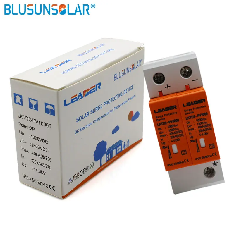 2 pcs/lot 2P DC1000V 20/40KA DC Surge Arrestor Protective Device for Solar System Protection