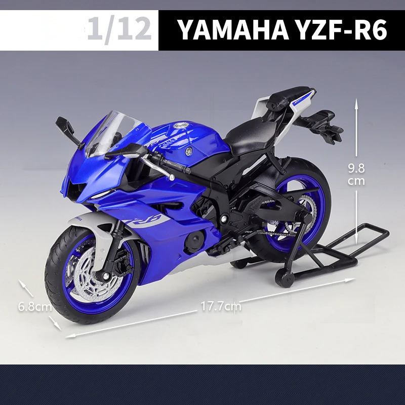 WELLY 1:12 Yamaha YZF-R6 Die Cast Alloy Toy Motorbike Motorcycle Racing Car Models Cars Toys For Children Collectible Gift