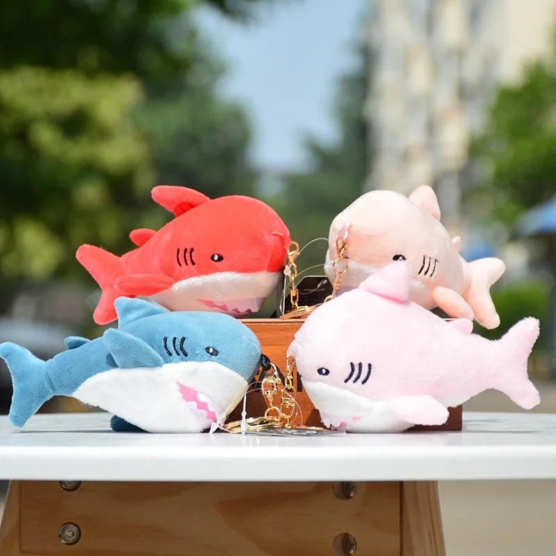 

new cute 13cm plush Colorful Little shark Keychain stuffed soft bag decoration good quality christmas festival gift for friend