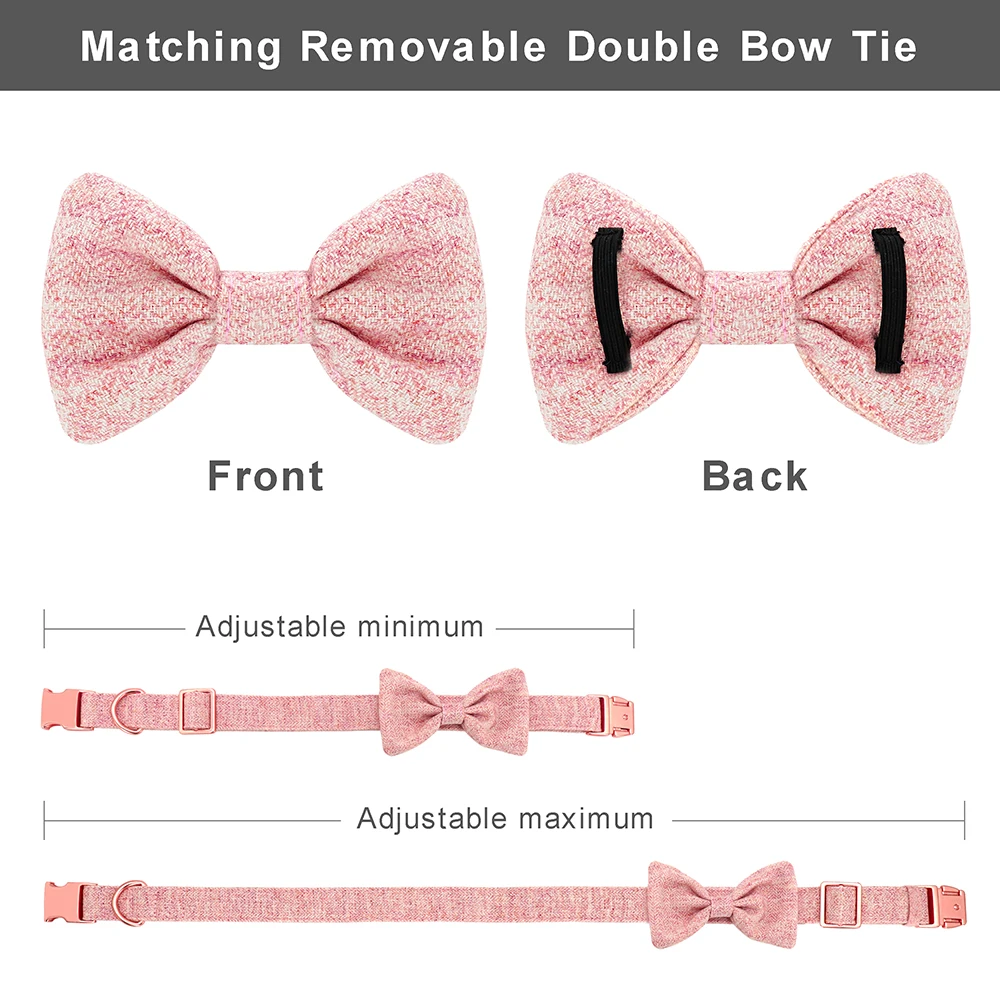 Personalized Dog Collar With Bow Tie Soft Woolen Cloth Dogs ID Collars Anti-lost Free Engraving Cute Bowknot Pet Accessories