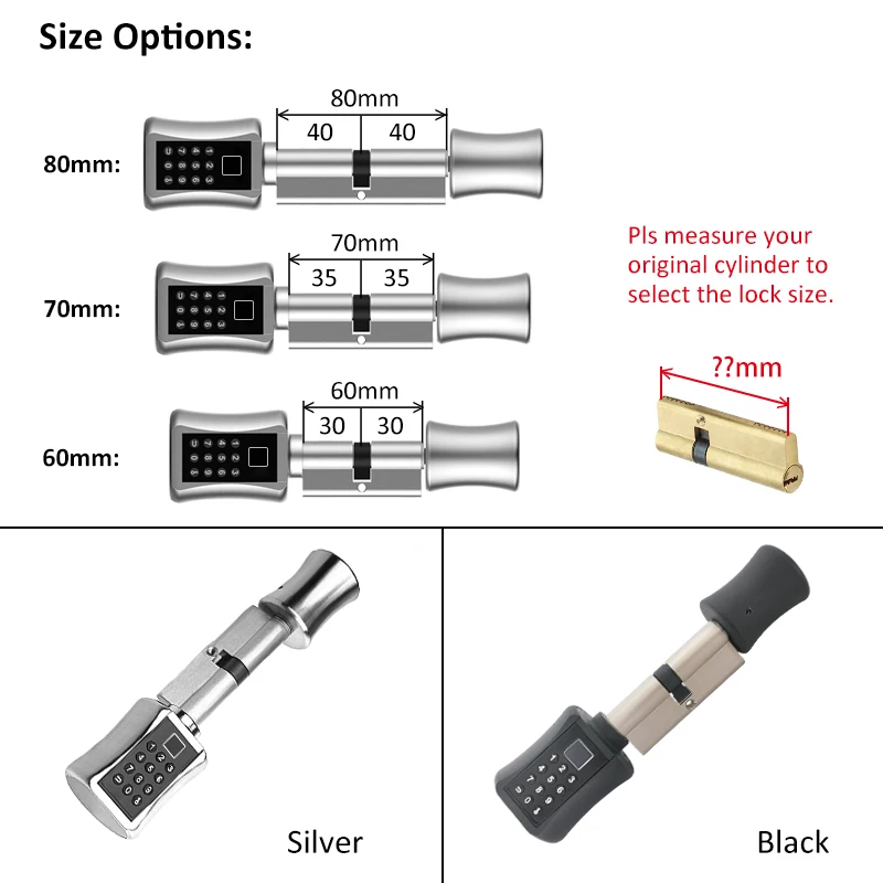 Biometric Fingerprint Smart Cylinder Lock  European Electronic Door Lock  Digital Keypad Code  Keyless Lock For Home Apartment