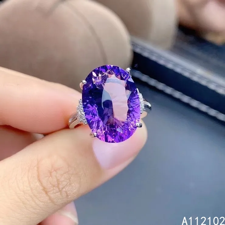 

KJJEAXCMY fine jewelry 925 sterling silver inlaid natural Amethyst classic girl new ring support test Chinese style