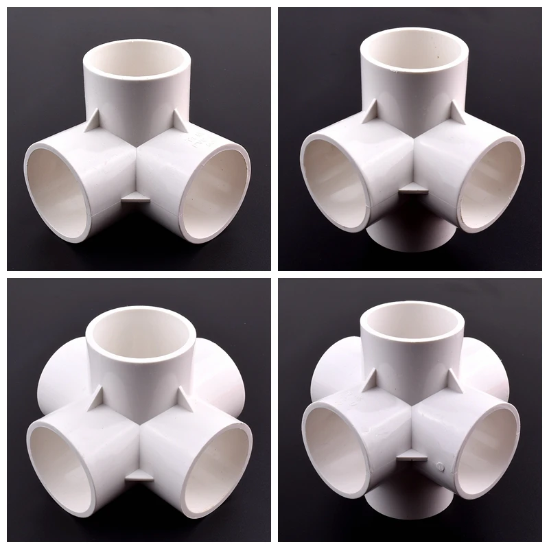 50mm White 3/4/5 Ways Cross 6 Ways Irrigation Tube Fruits Hydroponic Frame Connectors PVC Pipe Three-dimensional Joint Fittings